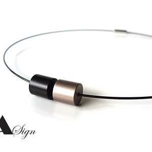 A Sign * Mina * Aluminum choker  stainless steel necklace choker collar black/brown beige/taupe screw cap 45 & 52 cm