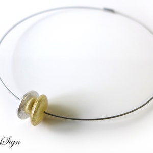 Gargantilla/collar elegante de acero inoxidable para mujer con diseño de disco, lente de 18 mm, cierre de rosca plateado/dorado, 40-52 cm