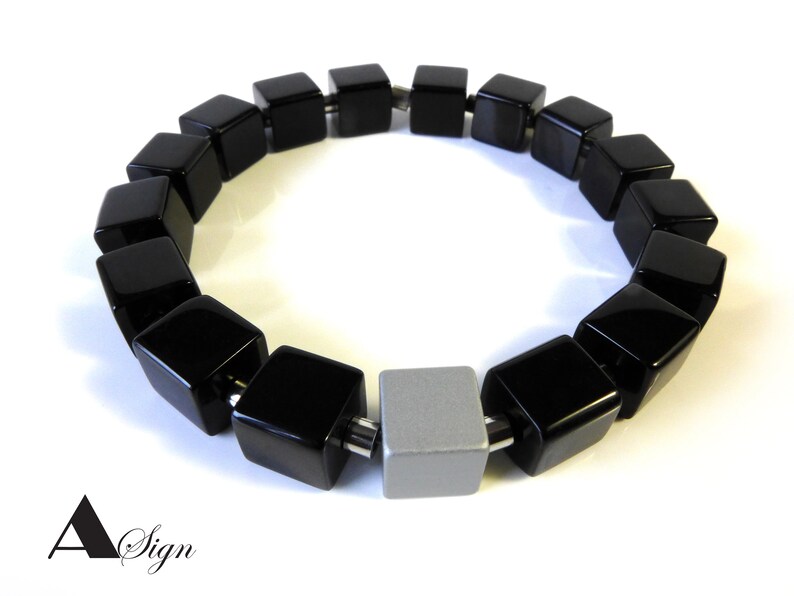 crystal glass black and aluminum necklace bracelet 925 silver earhooks magnetic clasp A Sign Night /& Day