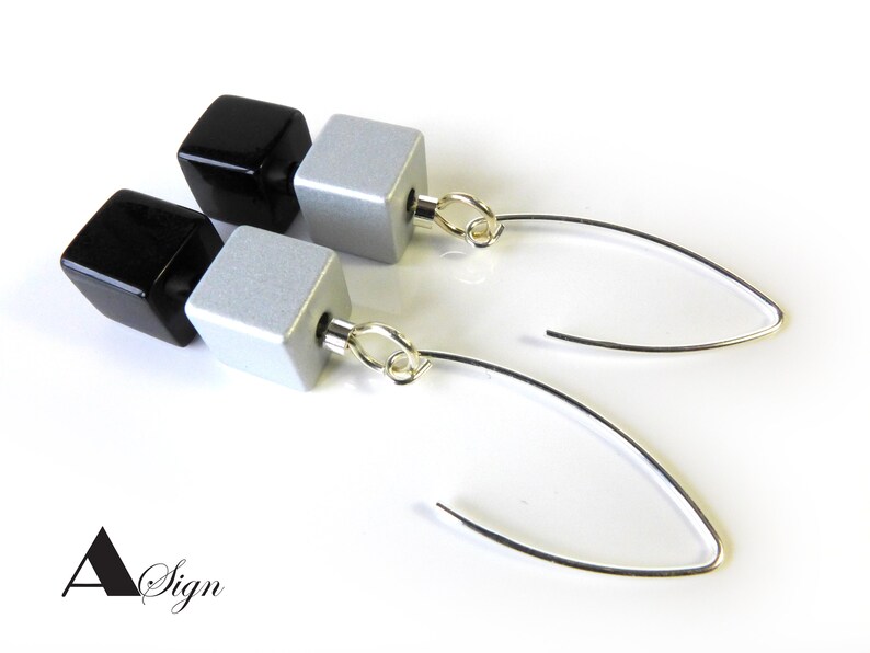 crystal glass black and aluminum necklace bracelet 925 silver earhooks magnetic clasp A Sign Night /& Day