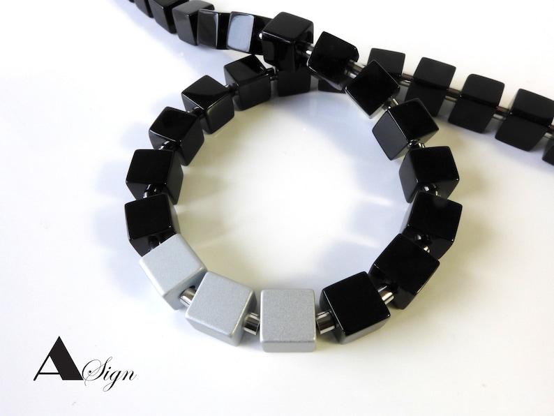 crystal glass black and aluminum necklace bracelet 925 silver earhooks magnetic clasp A Sign Night /& Day