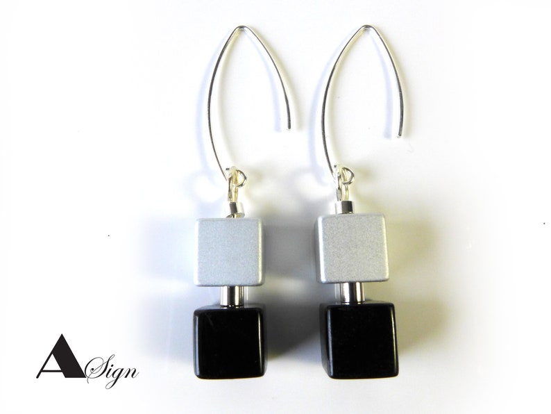 crystal glass black and aluminum necklace bracelet 925 silver earhooks magnetic clasp A Sign Night /& Day
