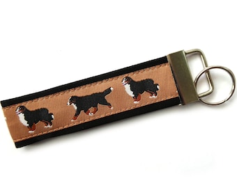Bernese Mountain Dog keychain, black and light brown, St. Bernard, Switzerland, gift, birthday, Christmas, new dog, puppy