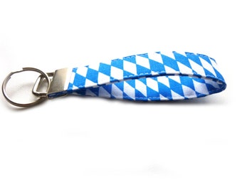 Keychain Bavaria white-blue with Bavaria diamond