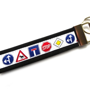 Keyring traffic sign in white, orange, red or black gift driving license sign traffic sign