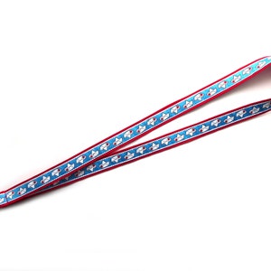 langes Schlüsselband Boot mit Herzchen Baumwollstoff Webband blau weiß rot mit Papierbooten und Herzchen für Schlüssel oder Ausweis-Karte