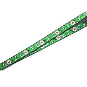 langes Schlüsselband Golf Herz Baumwollstoff Ripsband schwarz grün weiß rot für Schlüssel Ausweis-Karte Geschenk