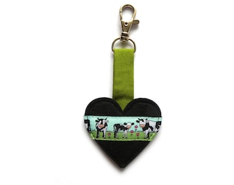 Taschenbaumler Herz-Anhänger Schlüsselanhänger Taschenanhänger Kühe Kuhfamilie