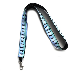 langes Schlüsselband Golf Baumwollstoff Ripsband in schwarz blau weiß grün mit Golf-Motiven für Schlüssel Ausweis-Karte Geschenk