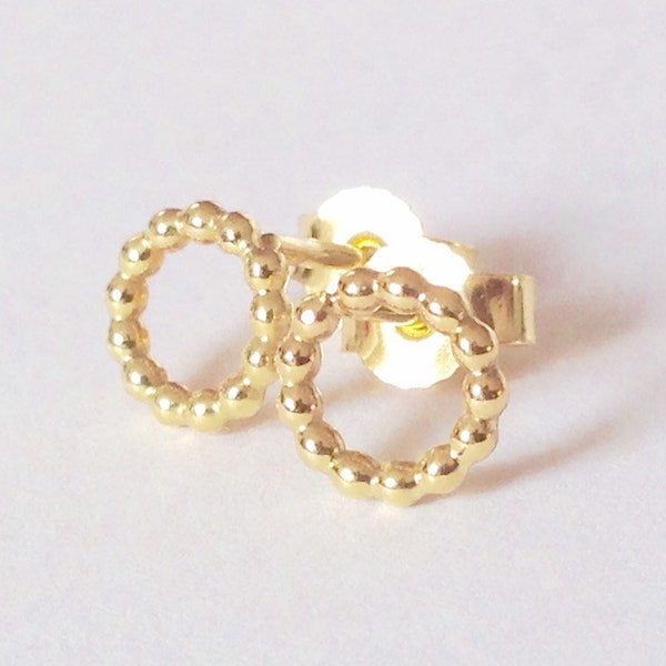 Boucles d'oreilles/anneau boule en or jaune 750