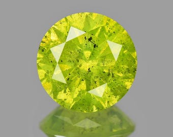 Grün Gelber Diamant | Rundschliff Diamant | Naturdiamant | 0.55 Cts Grün Gelber Diamant für Ring | Fancy Diamant | Raute Grün Gelb