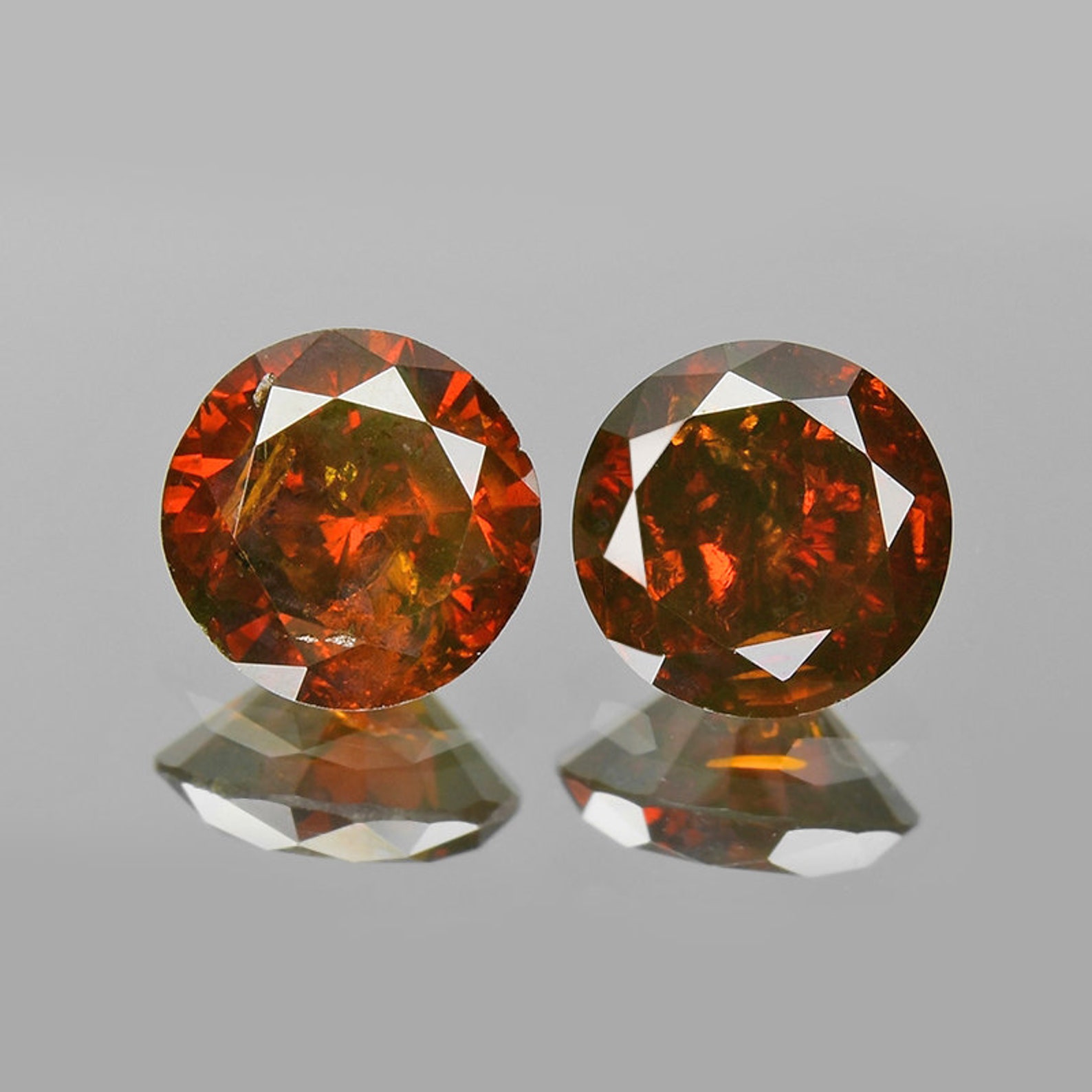 Cognac Red Diamond Round Cut Diamond Natural Diamond 0.63 Cts Cognac ...