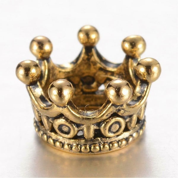 6 Stück 11x7mm Perlenkappen Kappen Endkappe Krone Antikgold - 1096