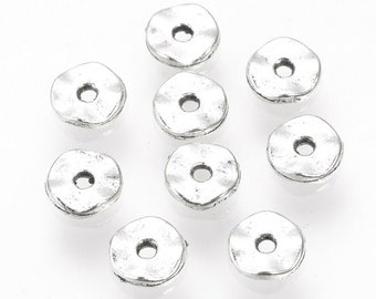 100 Stück 5x1,5mm Zwischenperlen Spacer Beads Perlen Welle Donut Silber - 1371