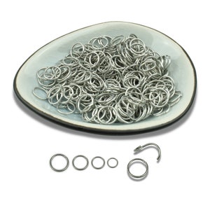 Biegeringe Binderinge Platin Ø 4/6/7/8/10 mm 100/300 Stück Offen Biegeringe Ösenringe Silber offene Ösen Eisen Ringe