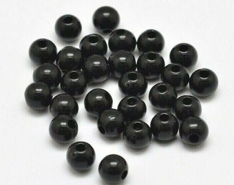 200 Stück Acrylperlen 4mm Schwarz Glänzend Acryl Perlen Beads Basteln - 1980