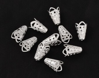 30 Stück Perlenkappen 10x16mm Kappen Perlen Kegel Filigran Silber - 1390