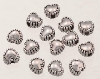 50 Stück Spacer 5,5mm Herz Silber Zwischenperle Perle basteln Schmuck K-1115