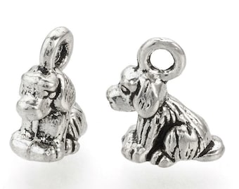 20 Stück Anhänger Hund 10x9mm Antiksilber Charms - 2111