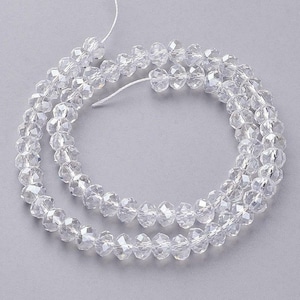 50 Stück Glasperlen 8mm Facettiert Glas Plattiert Perlen Beads Transparent 3189