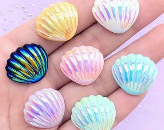 10 Stück Cabochons Harz Resin Büte Basteln Dekoration bunt 2053