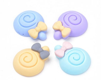 5 Stück Kuchen Schnecke 20x19mm Cabochons Harz Resin Braun Scrapbooking 1076