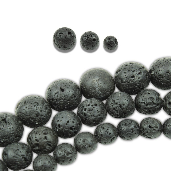 Natürliche Lavasteinperlen Ø 4/6/8/10 mm Lavaperlen Lavastein schwarze Perlen