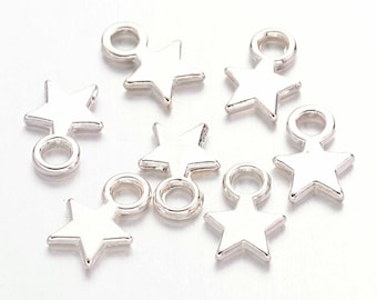 50x Anhänger 10x8mm Stern Silber Charms Schmuck Ketten Sternchen K-1150