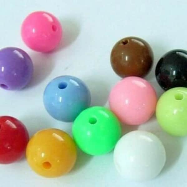 30 Stück Acrylperlen 12mm Perlen Opak Bunt Beads Acryl - 1798