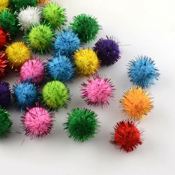 100 Pompom Kugel 12-15mm Bunt Basteln Bälle Kostüm Applikation