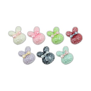 30x Cabochons Hasenkopf mit Schleife Bunt 13x11mm Hase Harz Basteln Ostern