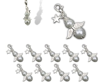 10 Schutzengel Anhänger mit Stern Charms Perlen Engel Perlenengel  Hochzeit