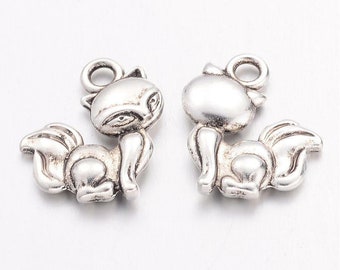 10 Stück Charms Anhänger 15mm Fuchs Fox Schmuckherstellung Antiksilber - 2302