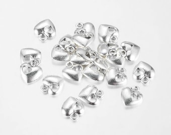 10 Stück Charms 13x11mm Herz Anhänger Antiksilber Armband Kette - K-1136