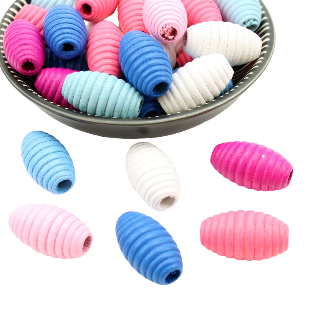 Perlin Holzperlen 25mm Bunt - 50 Stück Bienenstock Perlen Mit 5mm Loch