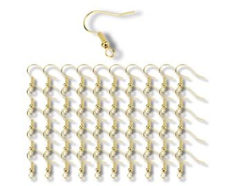 50x Ohrhaken 18mm Ohrhänger Stift 0,6mm Fischhaken Ohrringe Fischerhaken Gold