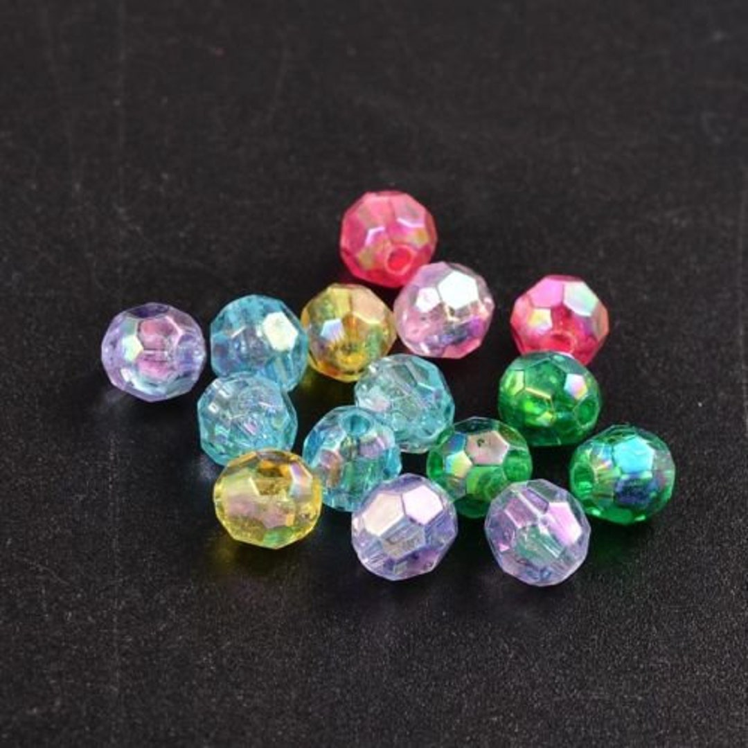 Runde Acrylperlen Mit 32 Facetten – Glänzende AB-Farben Für Schmuck & DIY (10 Mm, 200 Stück)
