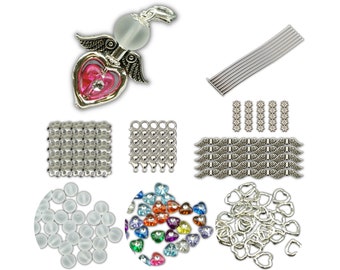 25 Schutzengel Bastelset 4cm Charms Anhänger Bunt Perlen Geschenkanhänger Set