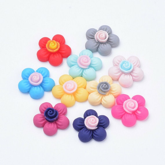 2358 10 Minicabochons Einleger Blume Basteln Eingiessen Streudeko Metall 8mm