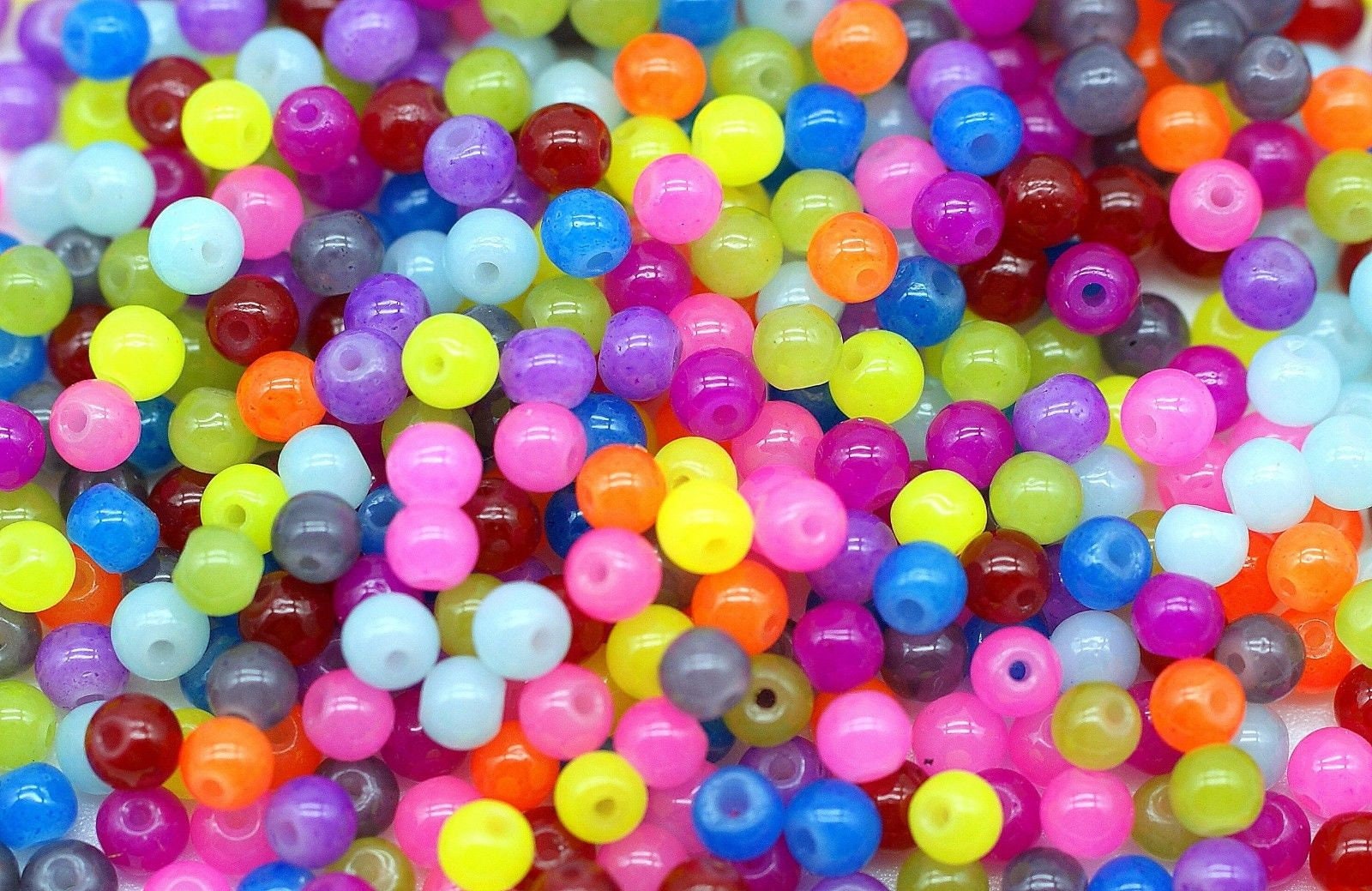 500 Stück Glasperlen Bunt 4mm Glas Perlen Beads Jadeeffekt - 1119