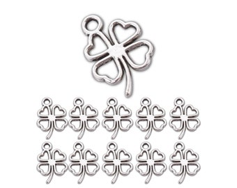 20x Anhänger Kleeblatt 17x11mm Charms Antik Silber Klee Blatt Ketten - 2741