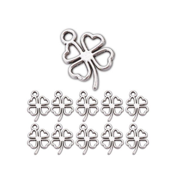 20x Anhänger Kleeblatt 17x11mm Charms Antik Silber Klee Blatt Ketten - 2741