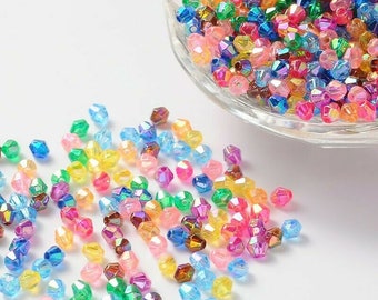 100 Doppelkegel 6x6 mm Acryl Perlen Spacer bunt Beads basteln Schmuck - 2933