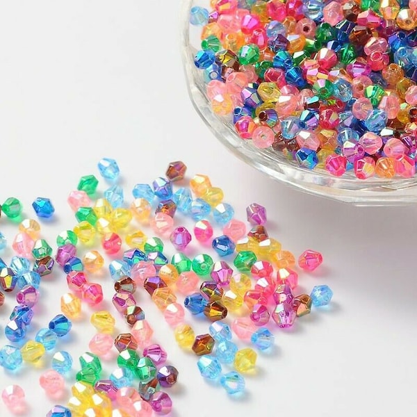 100 Doppelkegel 6x6 mm Acryl Perlen Spacer bunt Beads basteln Schmuck - 2933