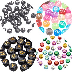 200x Buchstaben Perlen A-Z 7mm ABC Alphabet Acryl Buchstabenperlen Schwarz Acrylperlen Armband Basteln