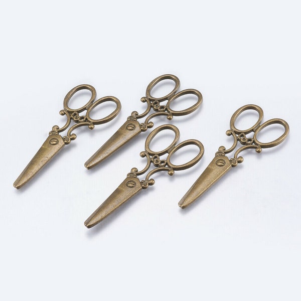 3 Stück Anhänger 60x25mm Charms Ketten Schere Antik Antikbronze - 2062