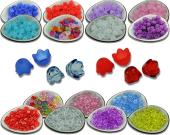 50x Acrylperlen Kelche Blume 10x6mm Matt Glänzend Klar Basteln Blüte Acrylkelche