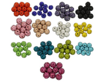 10x Strassperlen 8mm Shamballa Perlen Beads Strass Ton Disco Shamballaperlen