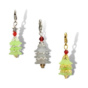 10x Bastelset Tannenbaum Anhänger Weiß/Gold/Silber Weihnachtsbaum Charms Perlen Perlenengel