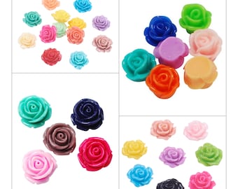 Cabochons Blume Rosen Harz Resin Bunt Glänzend Scrapbooking Basteln - Wählbar